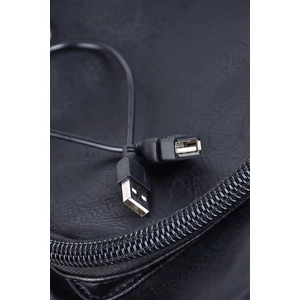 Kép 5/6 - Fekete Műbőr Unisex Hátizsák USB Kábellel