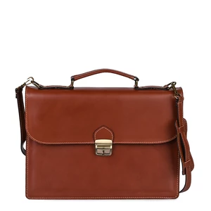 Kép 2/7 - R&J Barna Unisex Műbőr Kulccsal Zárható Aktatáska