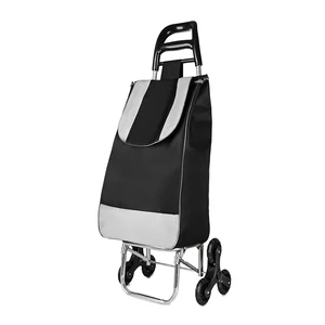 Kép 1/5 - Fekete Lépcsőjáró Extra Könnyű Bevásárlókocsi