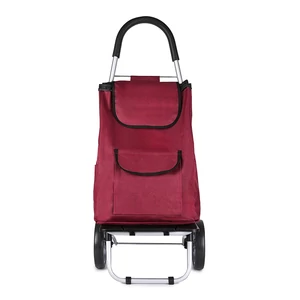 Kép 2/6 - Bordó Kétkerekű Összecsukható Bevásárlókocsi