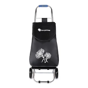 Kép 2/5 - Fekete Alumínium Két Kerekű Bevásárlókocsi