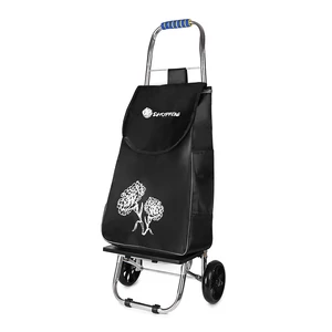 Kép 1/5 - Fekete Alumínium Két Kerekű Bevásárlókocsi