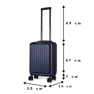 Kép 4/11 - Sötétkék Kis Méretű Bőrönd Laptop és Pohártartóval