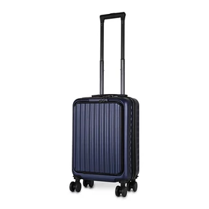 Kép 1/11 - Sötétkék Kis Méretű Bőrönd Laptop és Pohártartóval