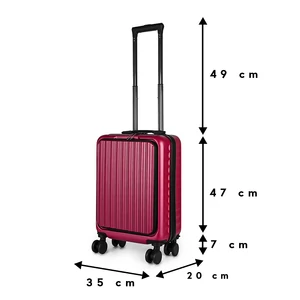 Kép 4/11 - Bordó Kis Méretű Bőrönd Laptop és Pohártartóval