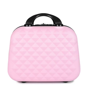 Kép 5/11 - Rózsaszín Kis Méretű Négykerekű Csendes Bőrönd Utazótáskával