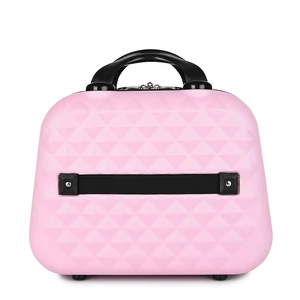 Kép 6/11 - Rózsaszín Kis Méretű Négykerekű Csendes Bőrönd Utazótáskával