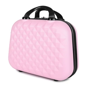 Kép 7/11 - Rózsaszín Kis Méretű Négykerekű Csendes Bőrönd Utazótáskával