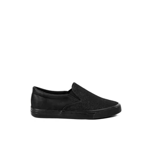 Kép 2/5 - Yesmile Fekete Csillogós Slip-on