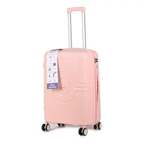 Kép 1/5 - Baoluo Rózsaszín Extra Könnyű Közepes Méretű Bőrönd