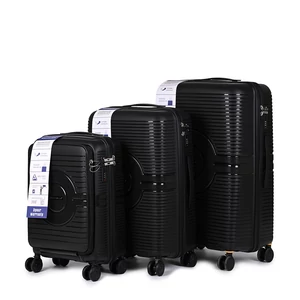 Kép 1/8 - Baoluo Fekete Extra Könnyű Bőrönd Szett