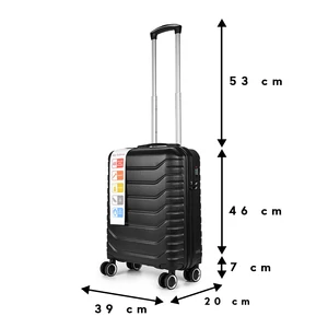 Kép 4/7 - Ormi Fekete ABS Könnyű Kis Méretű Bőrönd