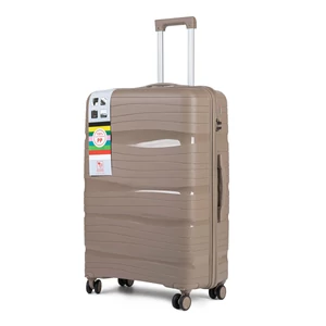 Kép 2/7 - Strapabíró Sötétbézs Keményfalú Polipropilén Bőrönd Szett