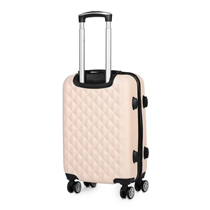 Kép 3/11 - Bézs Kis Méretű Négykerekű Csendes Bőrönd Utazótáskával