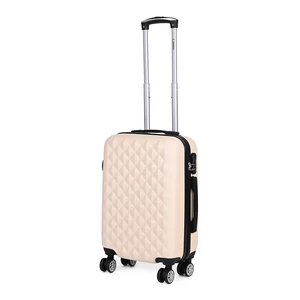 Kép 2/11 - Bézs Kis Méretű Négykerekű Csendes Bőrönd Utazótáskával