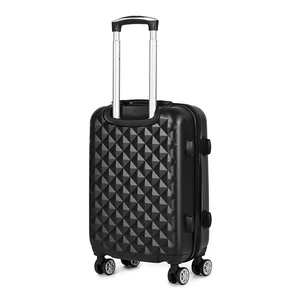 Kép 3/11 - Fekete Kis Méretű Négykerekű Csendes Bőrönd Utazótáskával