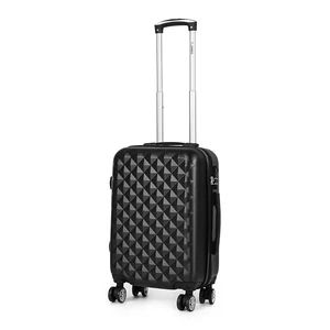 Kép 2/11 - Fekete Kis Méretű Négykerekű Csendes Bőrönd Utazótáskával