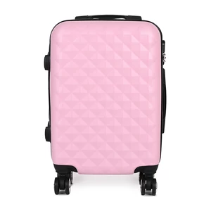 Kép 4/11 - Rózsaszín Kis Méretű Négykerekű Csendes Bőrönd Utazótáskával