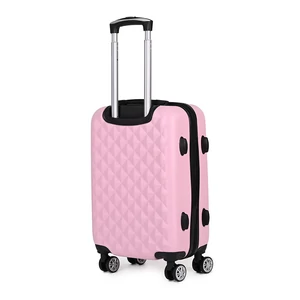 Kép 3/11 - Rózsaszín Kis Méretű Négykerekű Csendes Bőrönd Utazótáskával