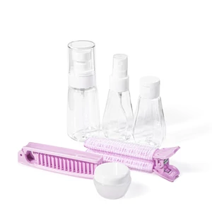 Kép 1/3 - Rózsaszín-Fehér 6 db-os Utazási Palackok Repülőre