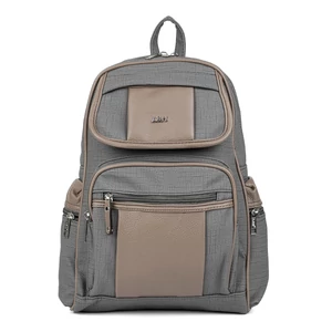 Kép 2/4 - Szürke Szövet Minta Hatású Műbőr Női Hátitáska