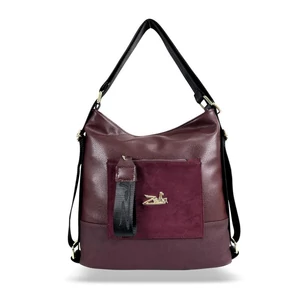 Kép 2/5 - Zellia Bordó Művelúr és Műbőr Váll- és Hátitáska