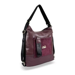 Kép 1/5 - Zellia Bordó Művelúr és Műbőr Váll- és Hátitáska