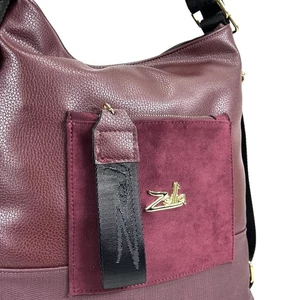 Kép 4/5 - Zellia Bordó Művelúr és Műbőr Váll- és Hátitáska