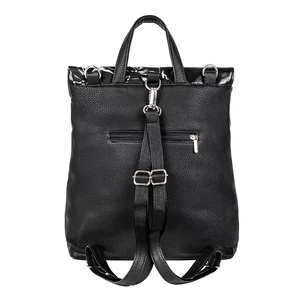 Kép 3/5 - Zellia Fekete-Ezüst Színű Mintás Műbőr Többfunkciós Hátitáska