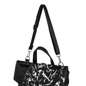 Kép 4/5 - Zellia Fekete-Ezüst Színű Mintás Műbőr Többfunkciós Hátitáska