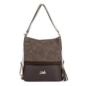 Kép 2/4 - Zellia Barna Művelúr És Műbőr Többfunkciós Hátitáska