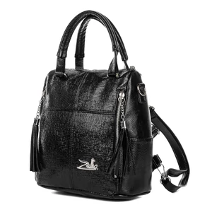 Kép 1/5 - Zellia Fekete Kockás Mintás Női Műbőr Váll- és Hátitáska