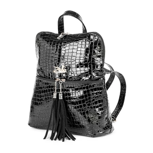 Kép 1/4 - Zellia Fekete Krokodilbőr Mintás Hátitáska