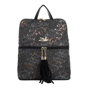 Kép 2/4 - Zellia Fekete-Bronz Koptatott Mintás Hátizsák