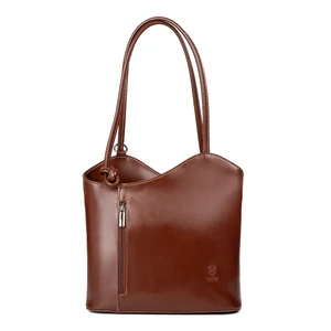 Kép 2/4 - Besty Valódi Bőr Barna Színű Válltáska/Hátizsák