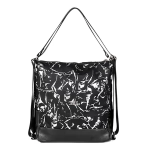 Kép 2/4 - Zellia Fekete-Ezüst Színű Mintás Váll- és Hátitáska