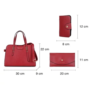 Kép 2/10 - Piros Hüllőbőr Mintás Kézitáska Szett