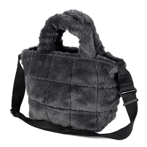 Kép 3/5 - David Jones Sötétszürke Műszőrmés Kézitáska