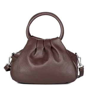 Kép 2/5 - Vera Pelle Kávébarna Valódi Bőr Kézitáska