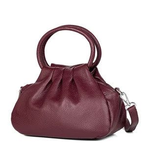 Kép 1/5 - Vera Pelle Bordó Valódi Bőr Kézitáska