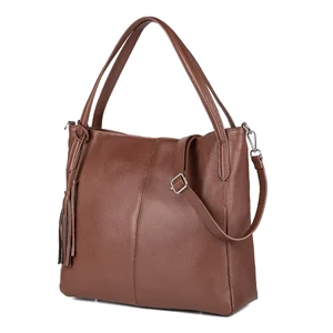 Kép 1/4 - Borse in Pelle Kávébarna Női Valódi Bőr Nagy Méretű Válltáska