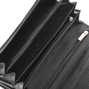 Kép 4/5 - Fekete Valódi Bőr Lakkozott Pénztárca