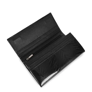 Kép 5/5 - Fekete Valódi Bőr Lakkozott Pénztárca