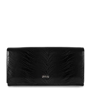 Kép 2/5 - Fekete Valódi Bőr Lakkozott Pénztárca