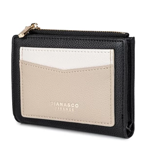 Kép 1/5 - Diana&Co Fekete-Bézs Műbőr Kis Méretű Női Pénztárca