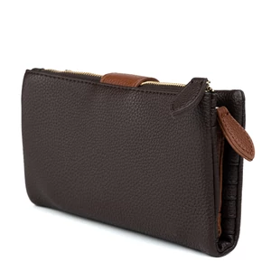 Kép 2/5 - Kávébarna Nagyméretű Sokzsebes Csatos Pénztárca