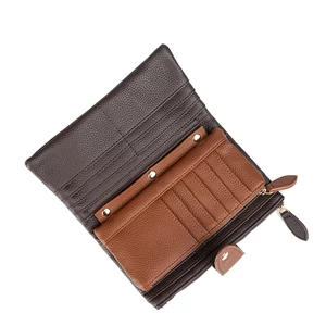 Kép 4/5 - Kávébarna Nagyméretű Sokzsebes Csatos Pénztárca