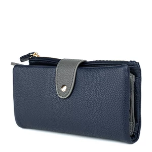 Kép 1/5 - Sötétkék Nagyméretű Sokzsebes Csatos Pénztárca