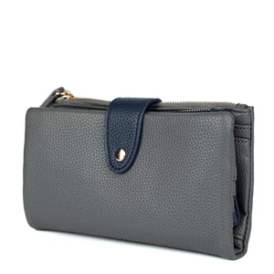 Kép 1/5 - Szürke Nagyméretű Sokzsebes Csatos Pénztárca