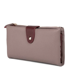 Kép 1/5 - Rózsaszín Nagyméretű Sokzsebes Csatos Pénztárca